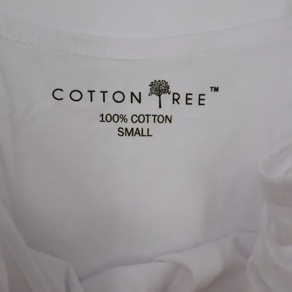 Cotton Tree Camisole Womens Small White Spaghetti Strap V-Neck Cotton Excellent - Image 3