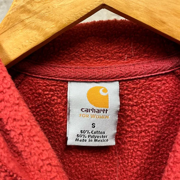 Carhartt Women's Muted Red Embroidered Logo Full Zip Hoodie Jacket Small S - Image 3