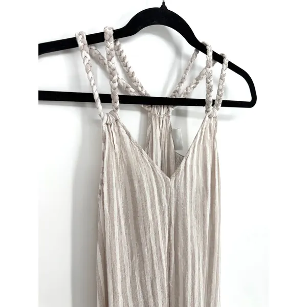 Rachel Ashwell Linen Blend‎ S, Striped Braided Racerback Midi Dress Boho Beach - Image 2