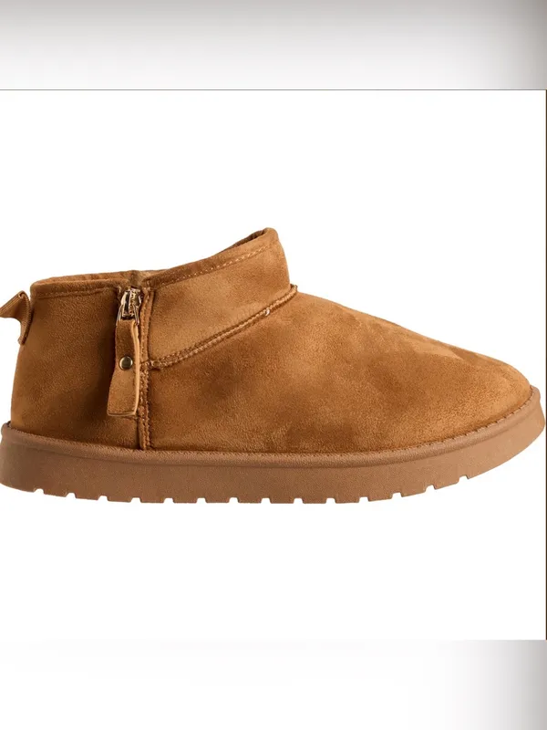 ASPEN Mini Side-Zip Faux Shearling Boots 7 Chestnut $49 Retail NEW - Image 4