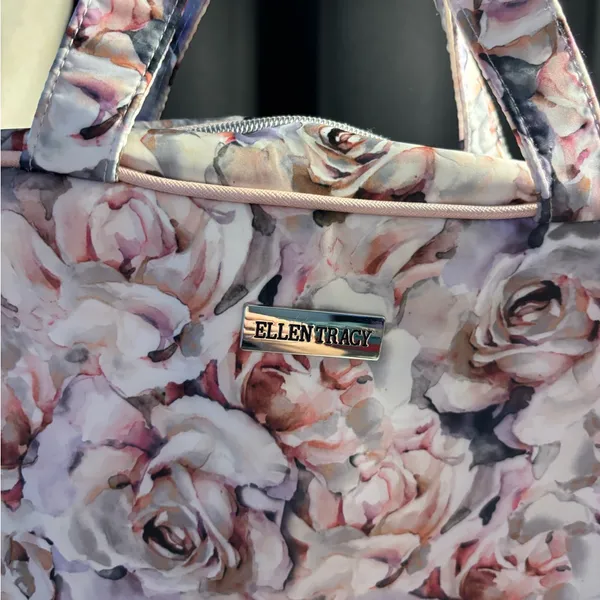 Ellen Tracy Pink and Cream‎ Floral Tote - Image 2