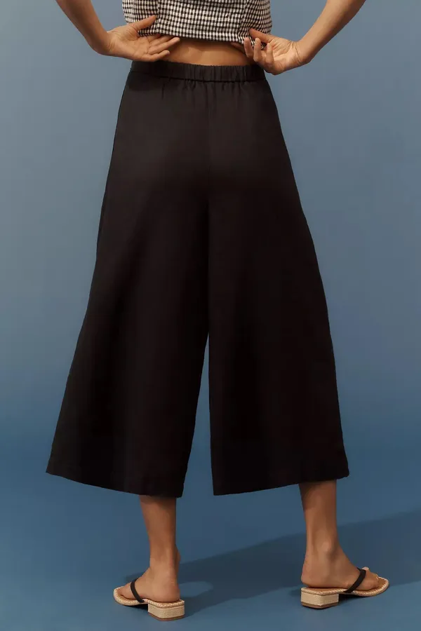 Anthropologie Linen Pleated Culotte Trousers Black NWT Size Small MSRP $138 - Image 4