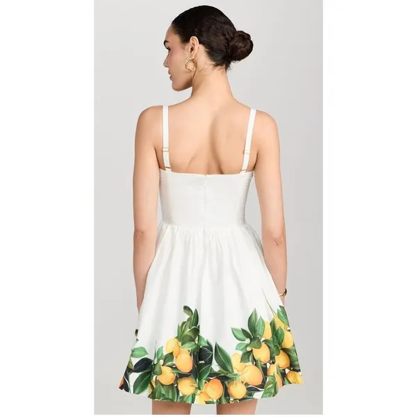 Amanda Uprichard Napoli Lemon Print Cotton Mini Dress White Size‎ S - Image 14