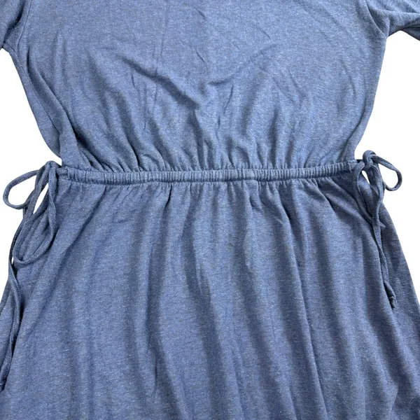 Old Navy Linen Blend T-Shirt Dress Womens Medium Blue Elastic Tie Waist Mini‎ - Image 8