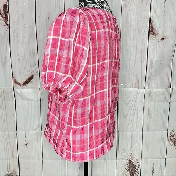 Madewell Plaid puff sleeve top - Image 3