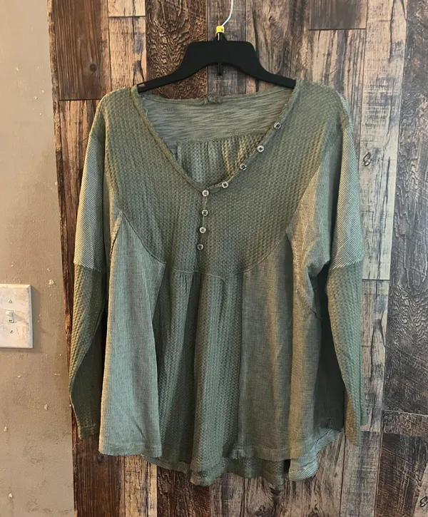 POL women's long sleeve green blouse size small (q7) - Image 2