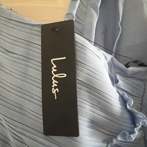 NWT Lulus Magdalene Powder Blue Pleated Asymmetrical Maxi Dress Size XL - Image 9