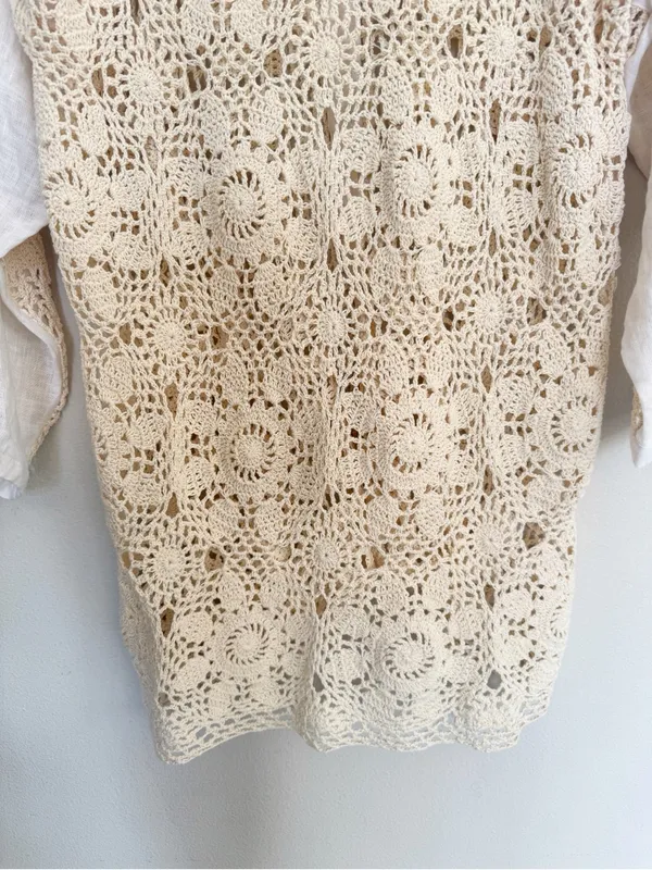 Zara Contrasting Crochet Top Size M - Image 8