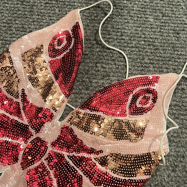 Non Signe Pink‎ Sequenced Butterfly Tie Up Top Pink Size XS - Image 5