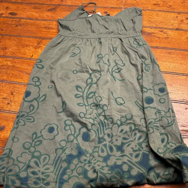 Aeropostale Womens Olive Green Floral Halter Empire Waist‎ Cotton Mini Dress M - Image 6