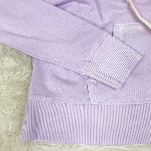 WILDFOX Hoodie Cropped Jacket‎ Large Purple Embroidered Flowers Zip Front Pastel - Image 8