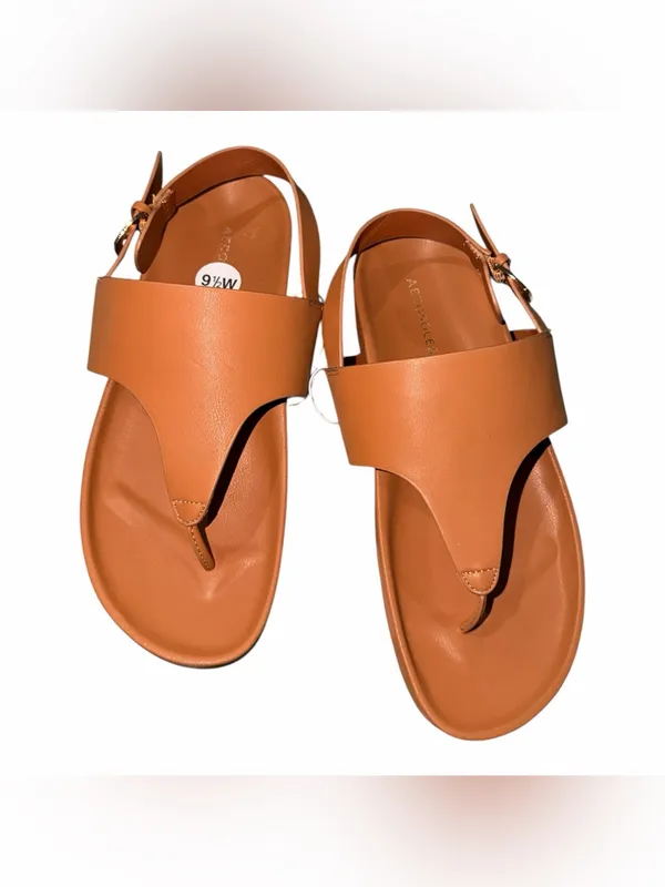 NEW Aerosoles Tan Cognac Thong Sandals with Buckle Ankle Strap 9.5W - Image 2
