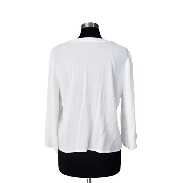 Lush Clothing Boho Peasant Blouse White Blue Embroidered Lace Up Bell Sleeve Top Womens L - Image 4