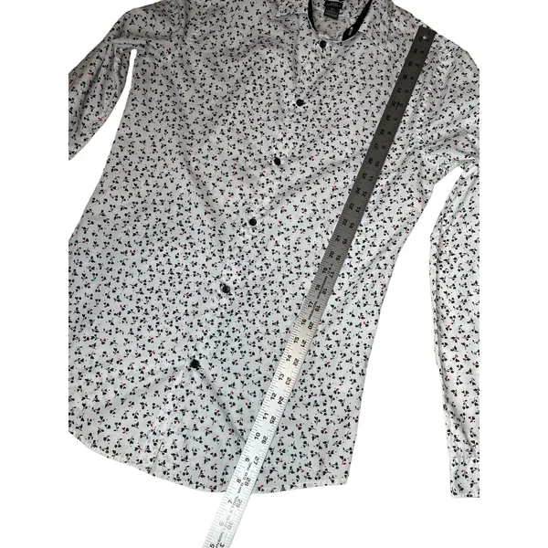 H&M Womens Slim Fit Blouse Size S Button Up White w/ Blue‎ Floral - Image 7