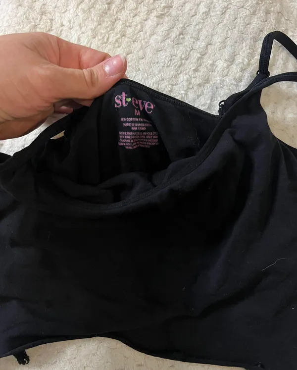 Spanx Steve MD Black Cut Off  Spaghetti Tank - Image 3