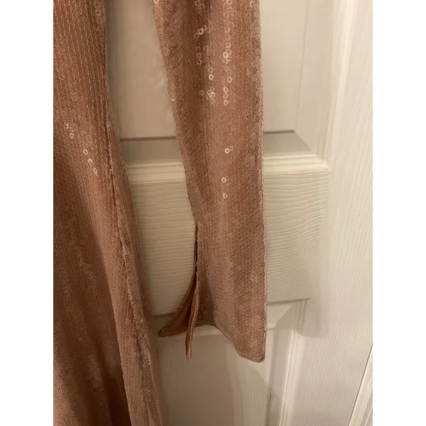 NWOT Meilun Deep V Dress Drawstring Long Sleeve Sequin Dress Long Gown, sz M - Image 7