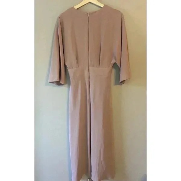 Asos Dress Woman's Size 4 Dusty Rose Bat Wing 3/4 Sleeve V-Neck‎ Knee Length - Image 5
