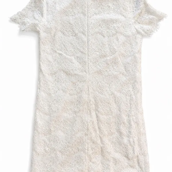 Lulus Ivory Lace Shift Dress Short Sleeve Small - Image 4