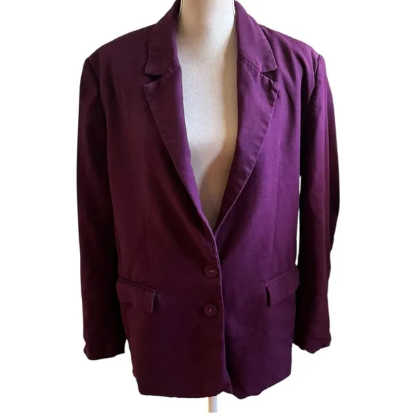 Farm Rio Burgundy straight blazer M - Image 3
