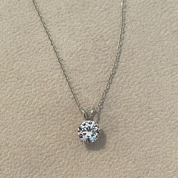 White sapphire solitaire necklace sterling silver - Image 5