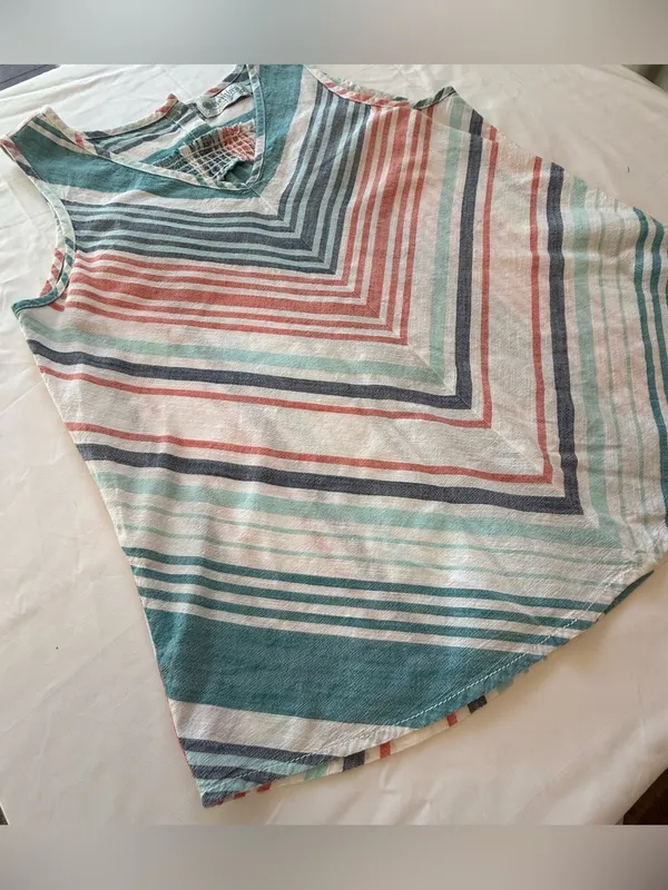Aventura Organic Cotton Striped Tank Top Medium Sleeveless Boho Coastal - Image 3