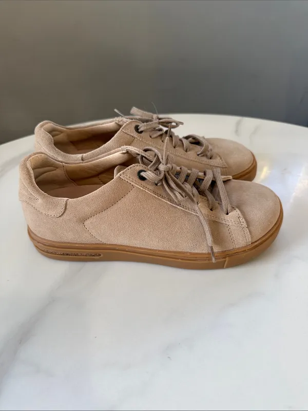 Birkenstock Suede Lace-Up Sneakers in Blush Tan - Image 2