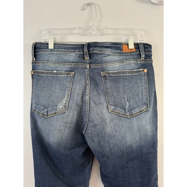 Judy Blue Relaxed Fit Jeans Women’s Size 15/32 Dark Blue Stretchy Tapered Leg - Image 5