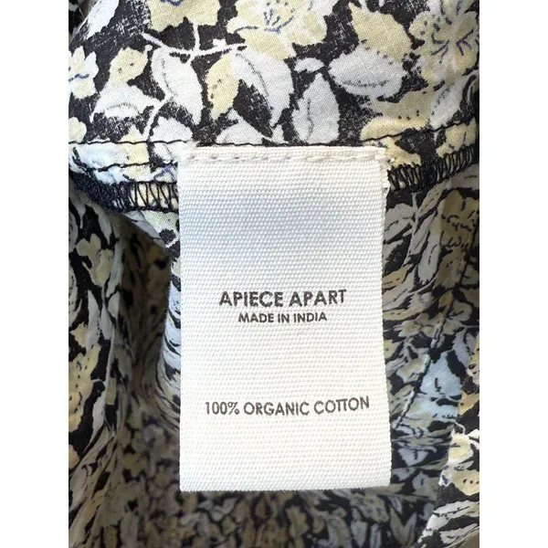 Apiece Apart Dress Womens XS Black Yellow Floral Organic Cotton Mini Summer - Image 14