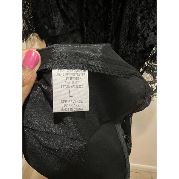 HYFVE NEW Women Black Large Off the Shoulder Lace Dress Whimsigoth Coquette Chic - Image 11