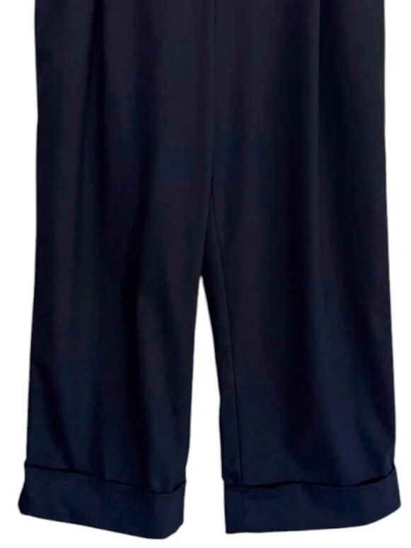 Zara Pleated Cuffed Black Hi Rise Trousers Size Small - Image 3