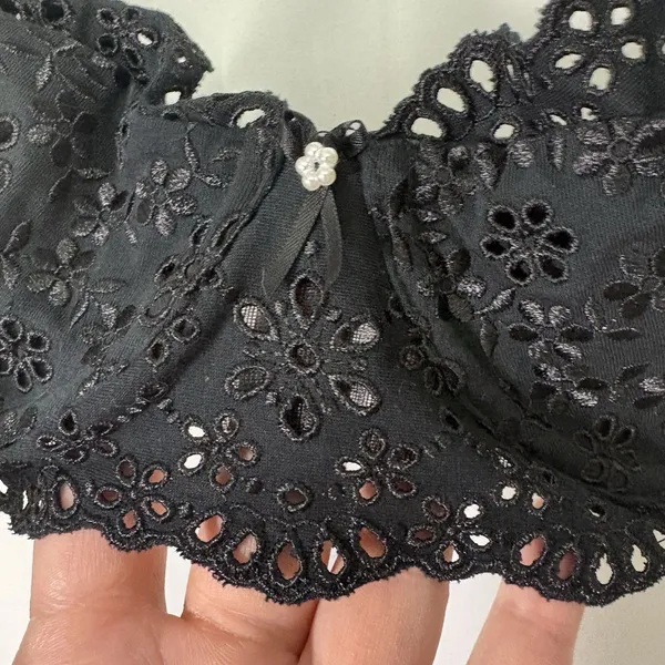 For‎ Love And Lemons Sophie Eyelet Bra Black Romantic Feminine Dainty Small - Image 5