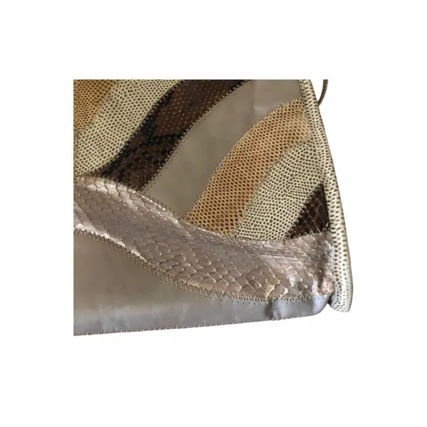 Vintage Snakeskin Patchwork Shoulder Bag Neutral Wave Boho Retro Purse - Image 5