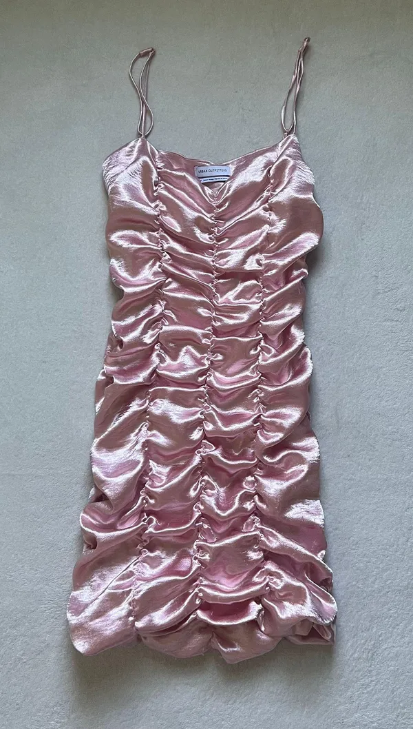 Urban Outfitters ˚₊‧꒰ა pink satin ruched mini dress ໒꒱ ‧₊˚ - Image 2