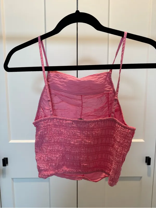 Zara Pink Ruched Spaghetti-Strap Cami - Image 2