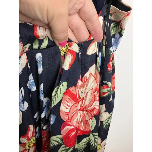 Lucy Paris Maxi Dress Womens S Navy Floral Excellent V-Neck Strappy Open Back - Image 5
