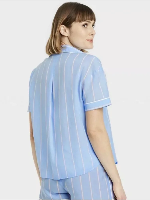 Stars Above Woven Short Sleeve Stripe Pajama Set - Image 2