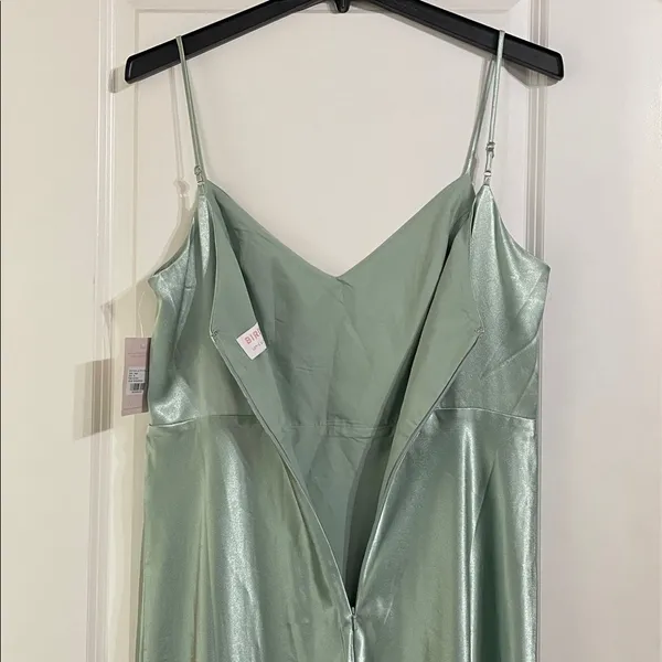 NWT Birdy Grey Jay Shiny Satin Dress In Sage Size XL - Image 11
