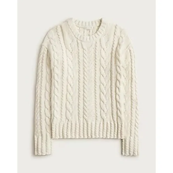NWT J. Crew Cable-knit Crewneck Sweater Cream Heritage Warm Comfy Women’s Size M - Image 2