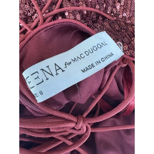 NWOT Mac Duggal 26479 Burgundy Red Cocktail Mini Dress Sequin Backless Size 8 - Image 6