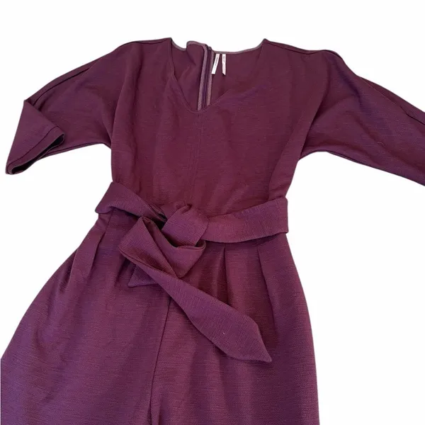 Anthropologie Sutton‎ Ponte Deep Purple Jumpsuit size large - Image 4