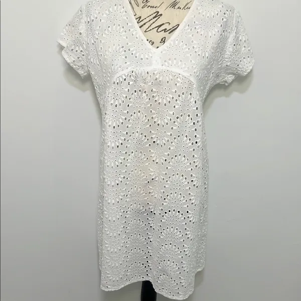 White Eyelet Swim Cover - Image 2