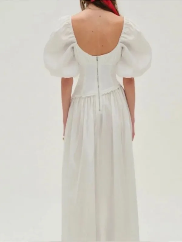For Love & Lemons Whipped Cream Taffeta Maxi Dress White Small $349 - Image 2