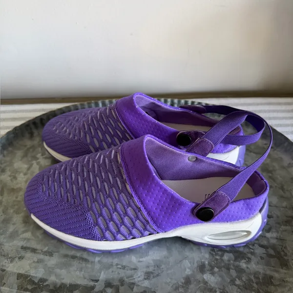 Women's Purple and White Open Heel Strap Mesh Shoe Size 37 aka 7 #260764 - Image 4