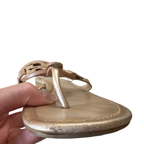 Tory Burch Miller Metallic Gold‎ Champagne Leather Sandals 8.5 Double T - Image 13