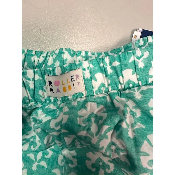 Roller Rabbit Green White Floral Block Print Pajama Boxer Shorts Womens XS NWT - Image 4