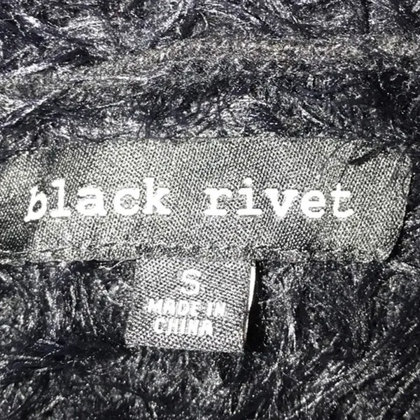 Black Rivet Black‎ Fuzzy Jacket Faux Fur Collar Cozy Winter Layer Small - Image 6