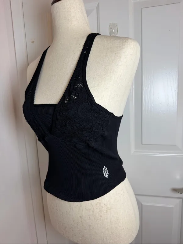 FP Movement features lace-topped camisole‎ black Size Medium - Image 7