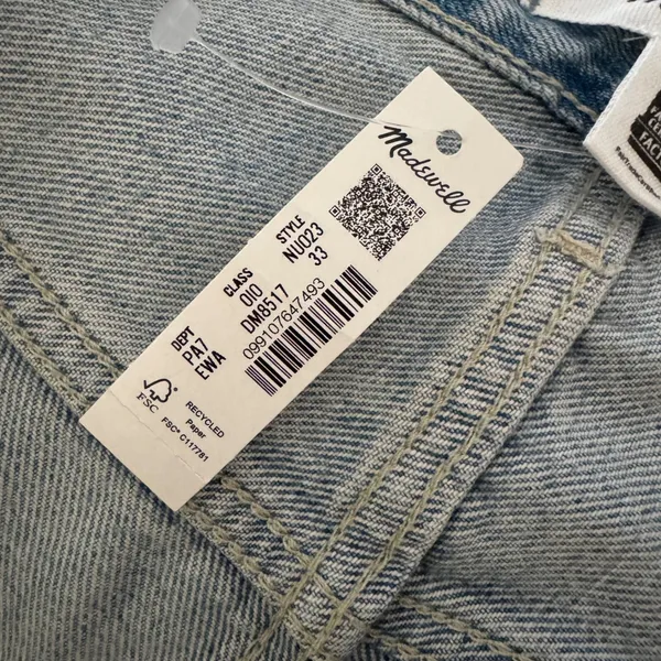 Madewell The Darted Barrel-Leg Jean Light Wash‎ Denim Size 33 NEW - Image 8