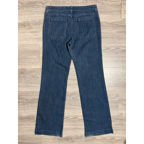 Gap Size 6 28R Women Wide Leg‎ Sailor Jeans Dark Wash Blue Denim Button Detail - Image 3