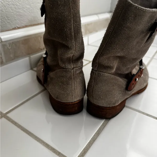 Coach Taupe Suede Ankle Boots with Buckle - Image 4